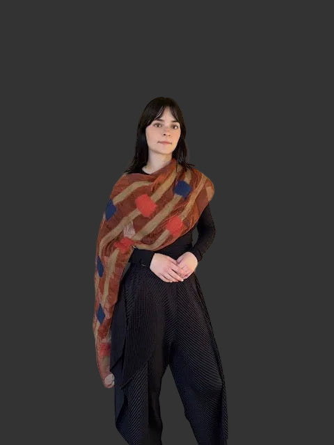 Squares And Stripes Felted Scarf
