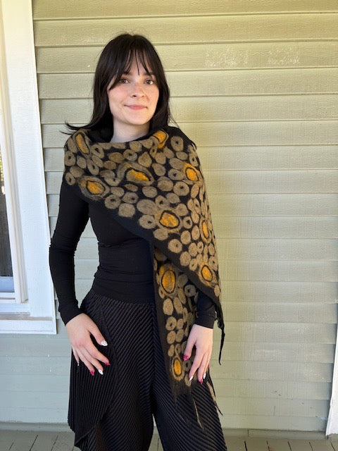 Golden Pebbles Felted Scarf