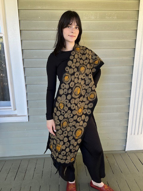 Golden Pebbles Felted Scarf