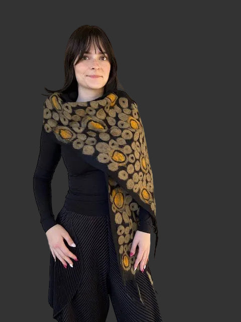 Golden Pebbles Felted Scarf