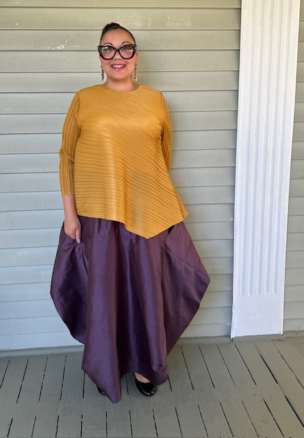 DTH Architect Skirt in 100% Shantung Silk (Eggplant)