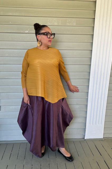 DTH Architect Skirt in 100% Shantung Silk (Eggplant)