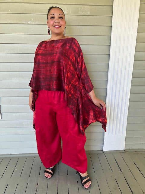 DTH 100% Hand Dyed Silk Ruby Red Top