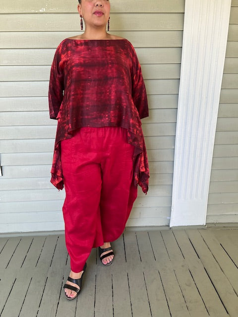 DTH 100% Hand Dyed Silk Ruby Red Top