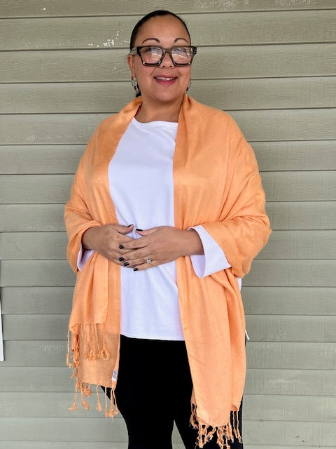 Rayon Scarf with Fringe (White, Peach, or Rust)