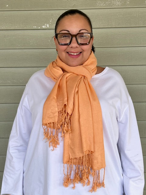 Rayon Scarf with Fringe (White, Peach, or Rust)