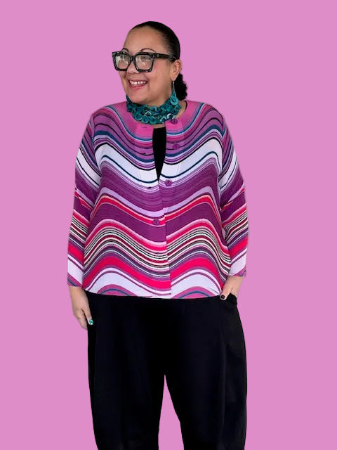 Vanite Couture Swirl Jacket/Blouse (Rose Multi, or Orange Multi)