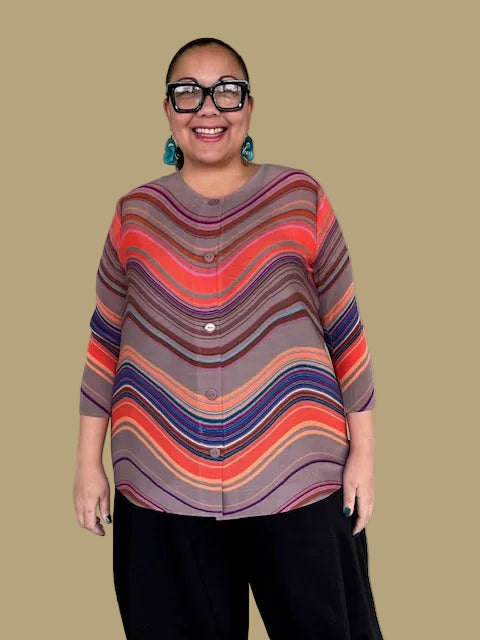 Vanite Couture Swirl Jacket/Blouse (Rose Multi, or Orange Multi)