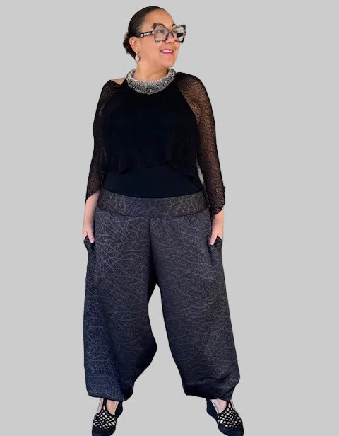 DTH Stretch Ponte Harem Pant( Embossed Lace Design)