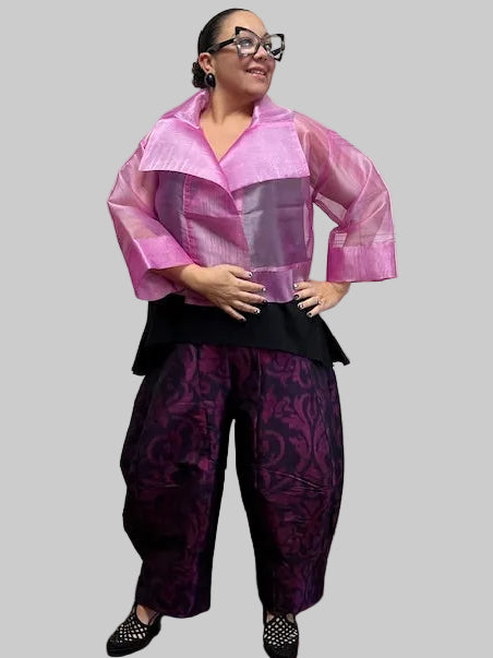 DTH Metallic Silk Organza Cropped Jacket (Rose)