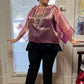 DTH Shimmering Silk Organza Cropped Top (Pink)