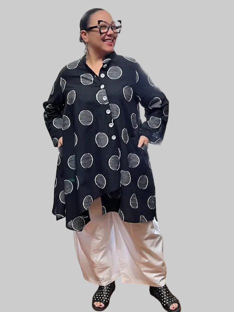 Cheyenne 100% Linen Offcenter Button-Up Trapeze Shirt