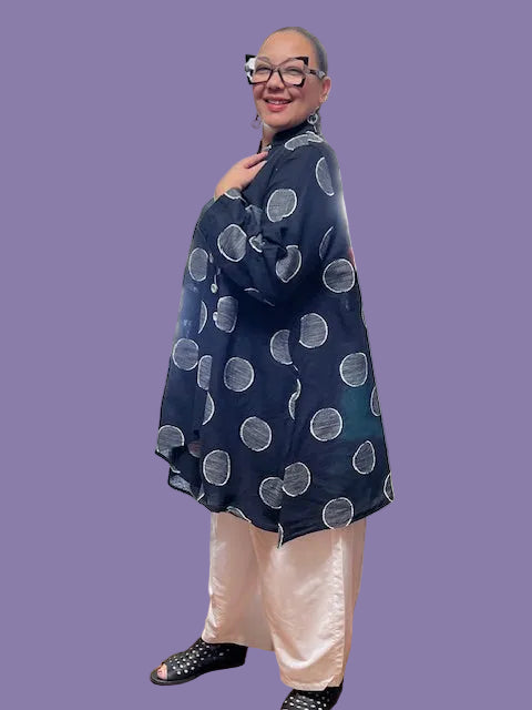 Cheyenne 100% Linen Offcenter Button-Up Trapeze Shirt