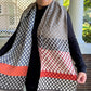 Cotton Blend Woven Scarf -Red/Blue