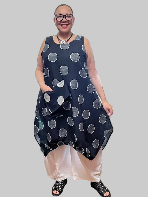 Cheyenne 100% Linen Sleeveless Bubble Dress (Black or White)