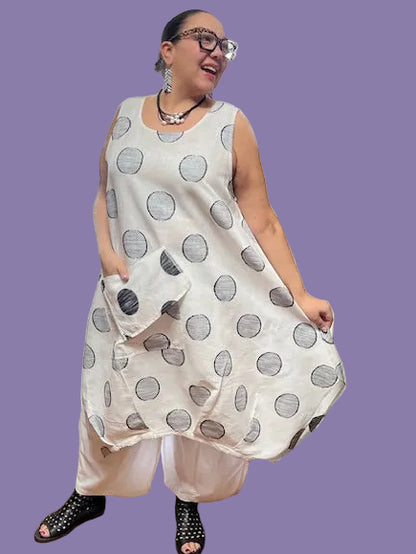 Cheyenne 100% Linen Sleeveless Bubble Dress (Black or White)