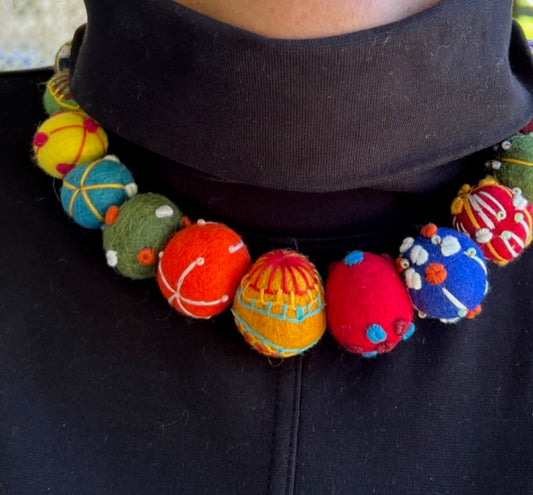 Handmade Embroidered Felt Necklaces - Multicolored