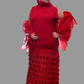DTH 100% Silk Organza Gathered Wrap (Red or Black)