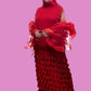 DTH 100% Silk Organza Gathered Wrap (Red or Black)