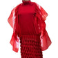 DTH 100% Silk Organza Gathered Wrap (Red or Black)