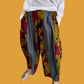 DTH  Mixed Fabric Seamed  Pants ( Ankara and Japanese Indigo Linen)