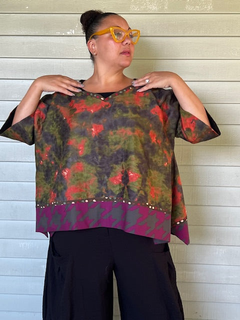 DTH  Mixed Fabric Boxy Top