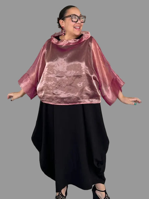 DTH Metallic Silk Organza Cropped Jacket (Blush)