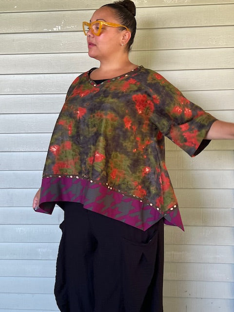 DTH  Mixed Fabric Boxy Top