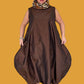 DTH Chocolate Brown Silk Taffeta Chains Bubble Cowl Dress
