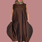 DTH Chocolate Brown Silk Taffeta Chains Bubble Cowl Dress