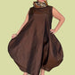 DTH Chocolate Brown Silk Taffeta Chains Bubble Cowl Dress