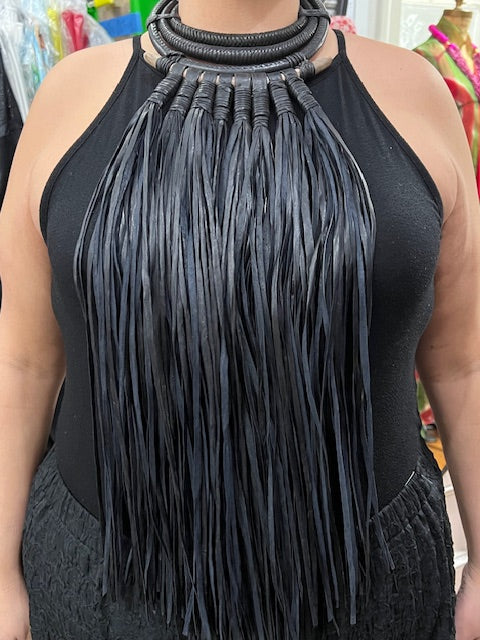 Long Fringed Leather Strands