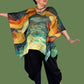 100% Silk Watercolor Kaftan (Green/Gold or Orange/Gold)