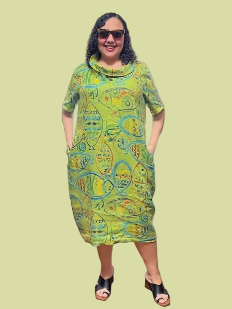 Transparente Cowl Dress (Blue, Kiwi, or Yellow)
