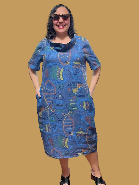 Transparente Cowl Dress (Blue, Kiwi, or Yellow)