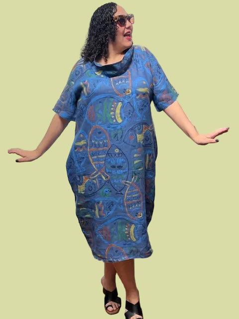 Transparente Cowl Dress (Blue, Kiwi, or Yellow)