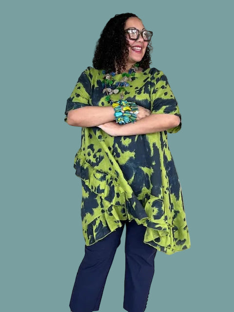 Transparente Ruffled Tie Dyed Tunic