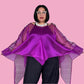 DTH 100% Silk Organza Double Waterfall Top