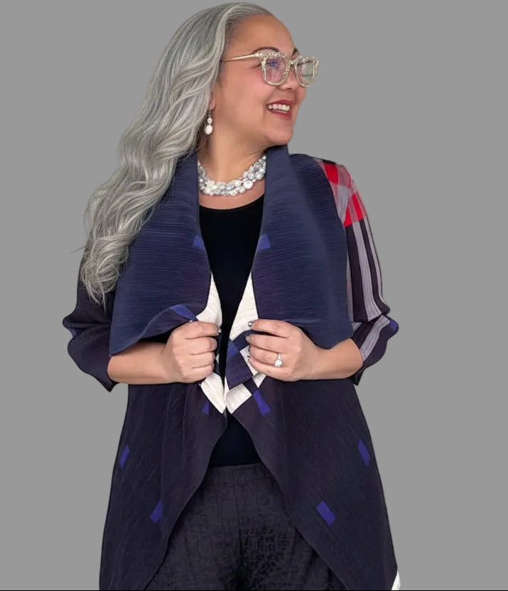 Vanite Couture Plaid Pleated Duster