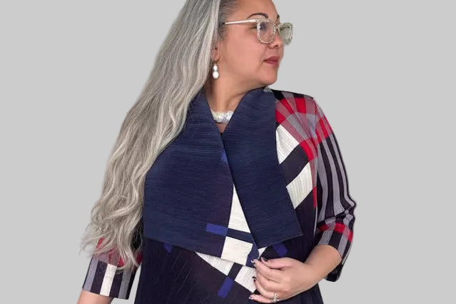 Vanite Couture Plaid Pleated Duster