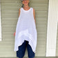 Transparent 100% Linen Long Layered Tank (Green, Black, White or Red )