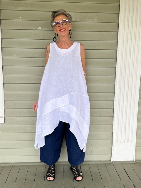 Transparent 100% Linen Long Layered Tank (Green, Black, White or Red )