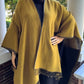 100% Boiled Wool Leather Trimmed Reversible Serape (Mustard and Black)