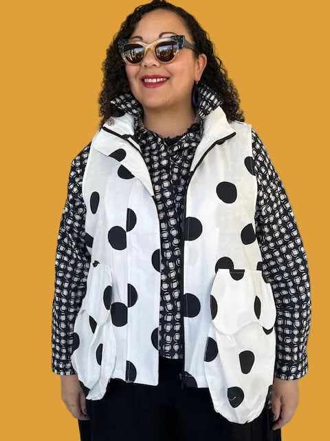 Vanite Couture Big Pocket Polka Dot Vest