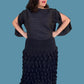 Vanite Couture Pleated Bubbles Skirt (Black)