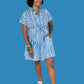 Striped Shirt Dress with Tie Sash