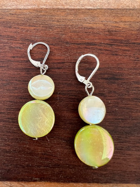 Apple Green Mother of Pearl Earrings