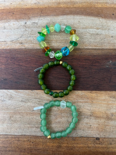 Sea Glass Stretch Bracelets from Ghana