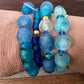 Blue Sea Glass Stretch Bracelets (Sold Separately)