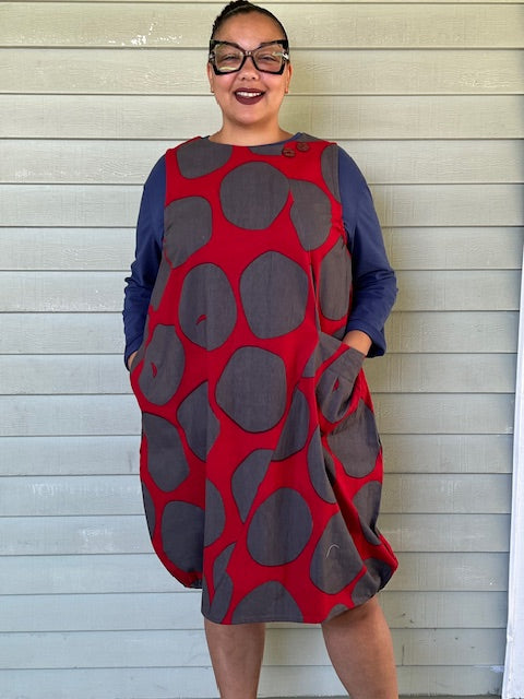 Panel Jumper - Big Polka Dots (Black or Red)